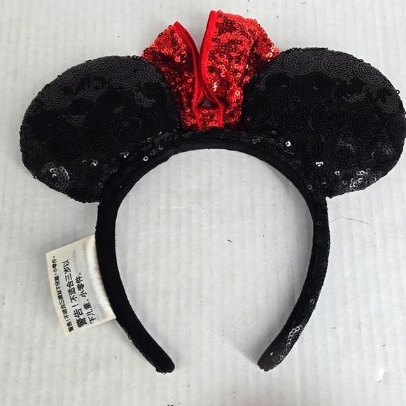 Disney Sequin Minnie Mouse Ears Headband with Red Bow - Picture 3 of 5